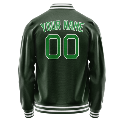 Custom Green Neon-Green Solid Color Varsity Letterman Jacket
