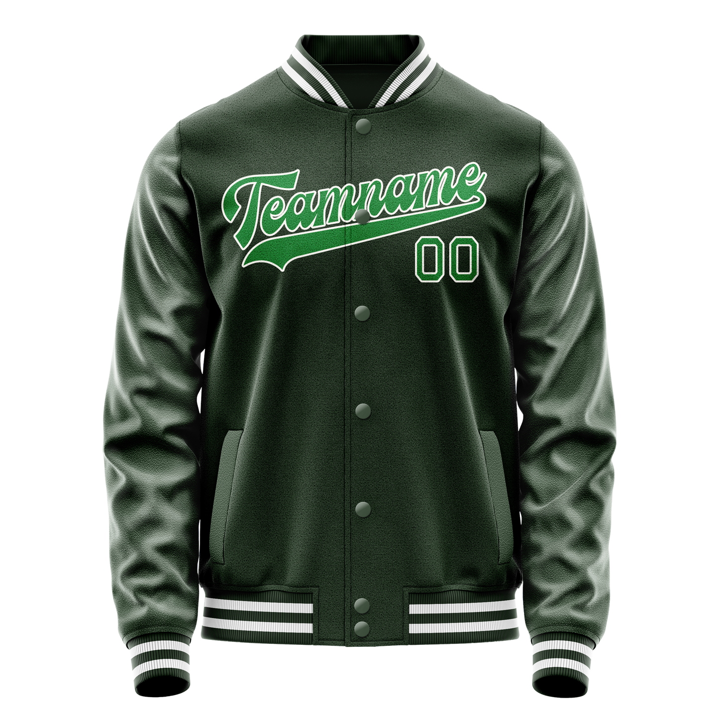 Custom Green Neon-Green Solid Color Varsity Letterman Jacket