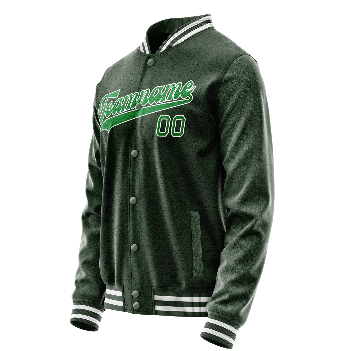 Custom Green Neon-Green Solid Color Varsity Letterman Jacket