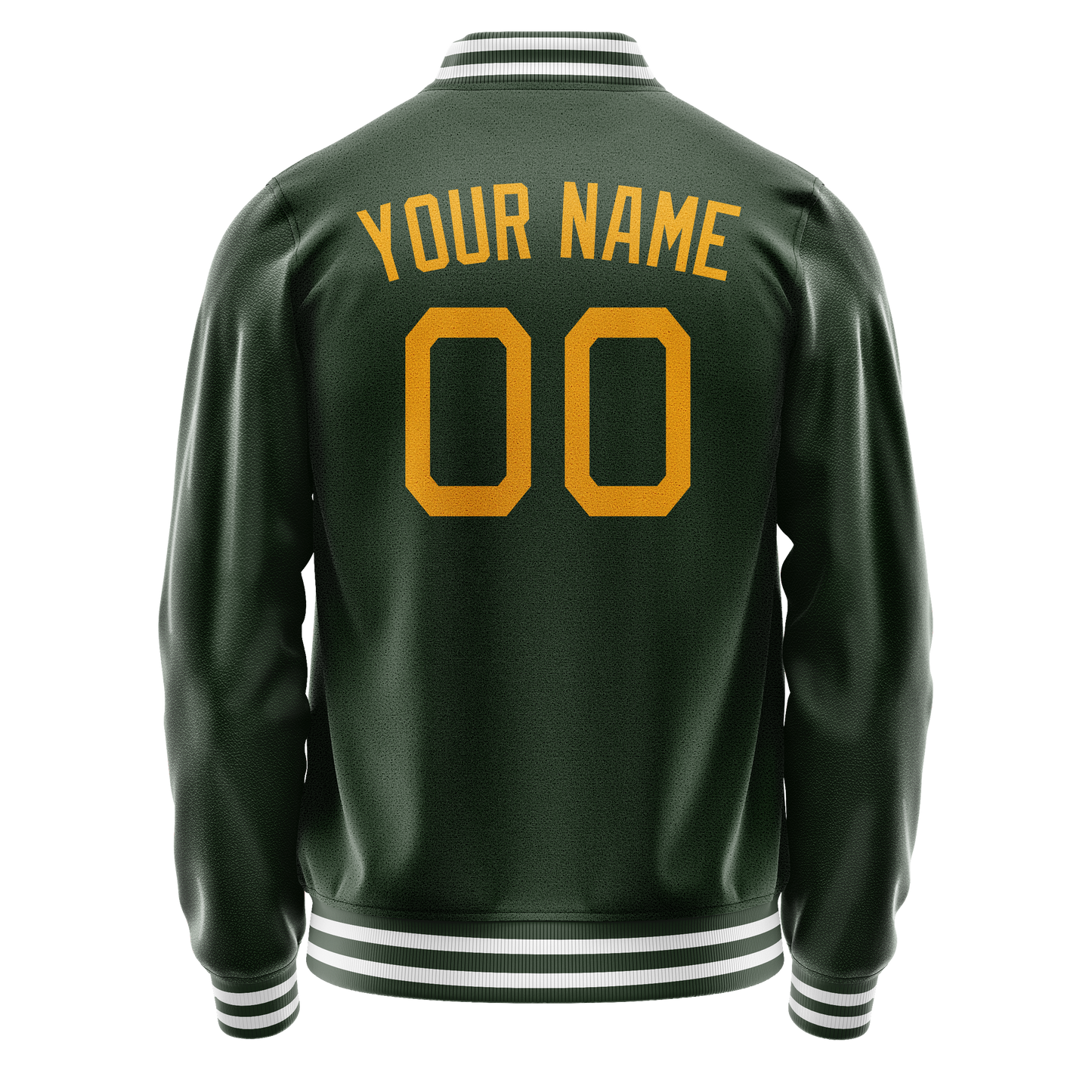 Custom Green Gold Solid Color Varsity Letterman Jacket