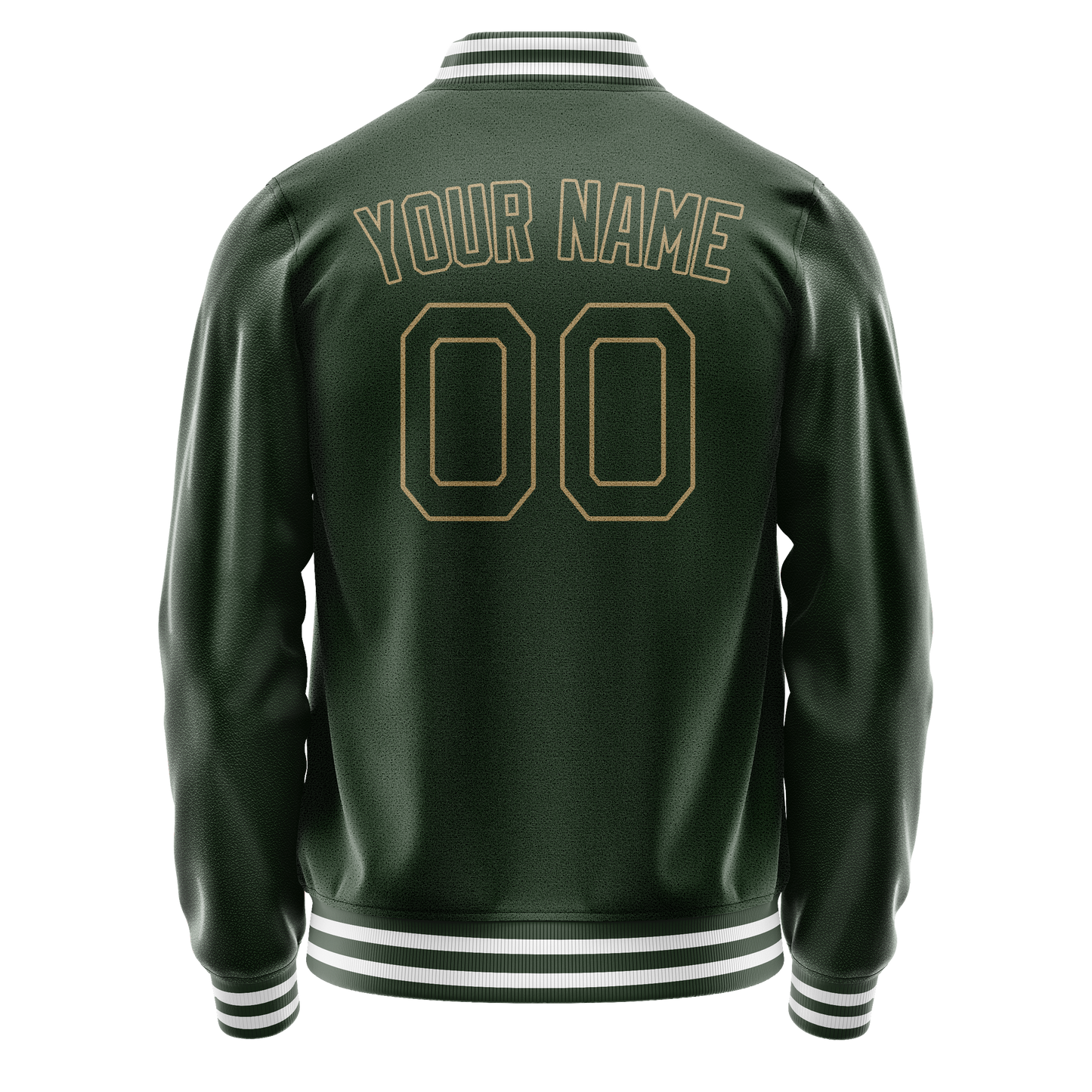 Custom Green Cream Solid Color Varsity Letterman Jacket