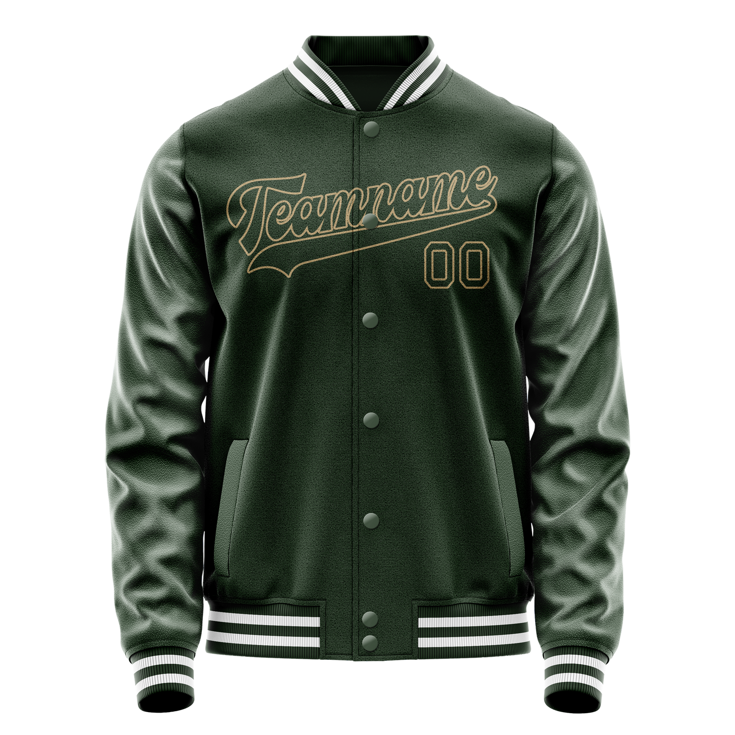 Custom Green Cream Solid Color Varsity Letterman Jacket