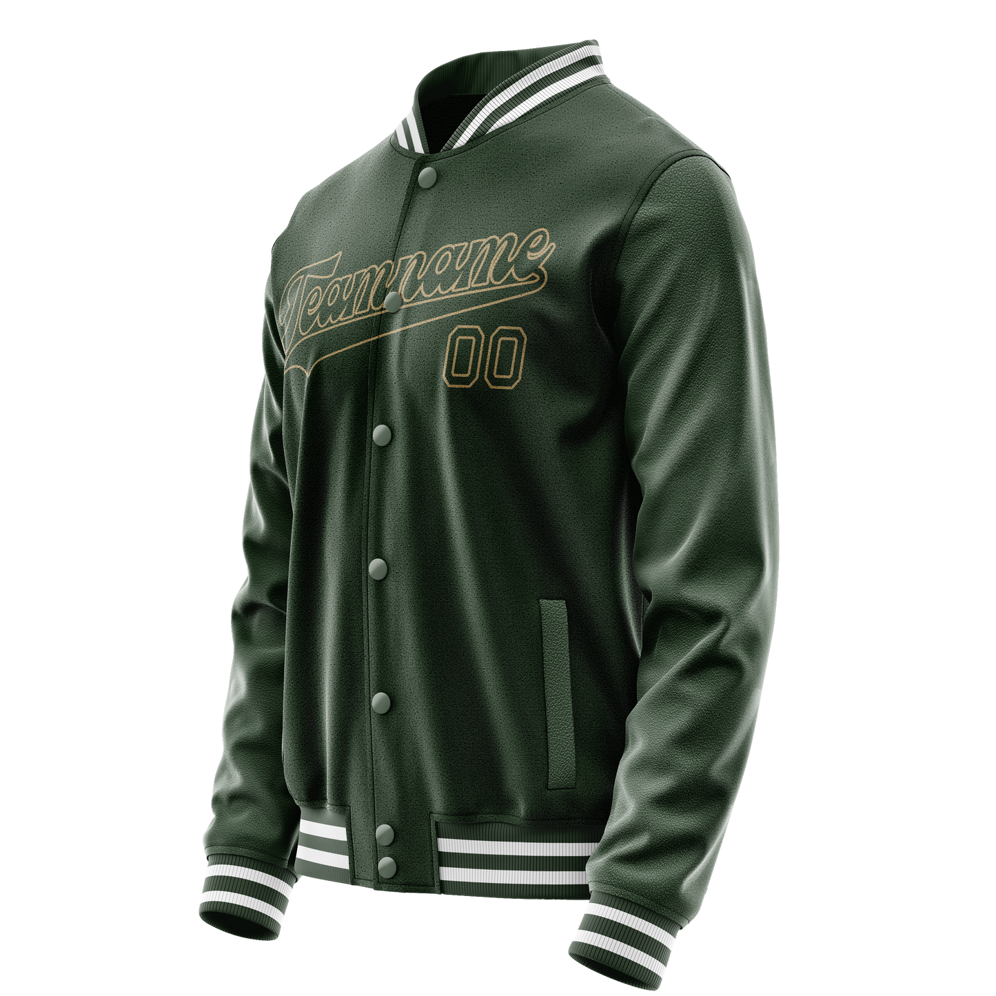 Custom Green Cream Solid Color Varsity Letterman Jacket