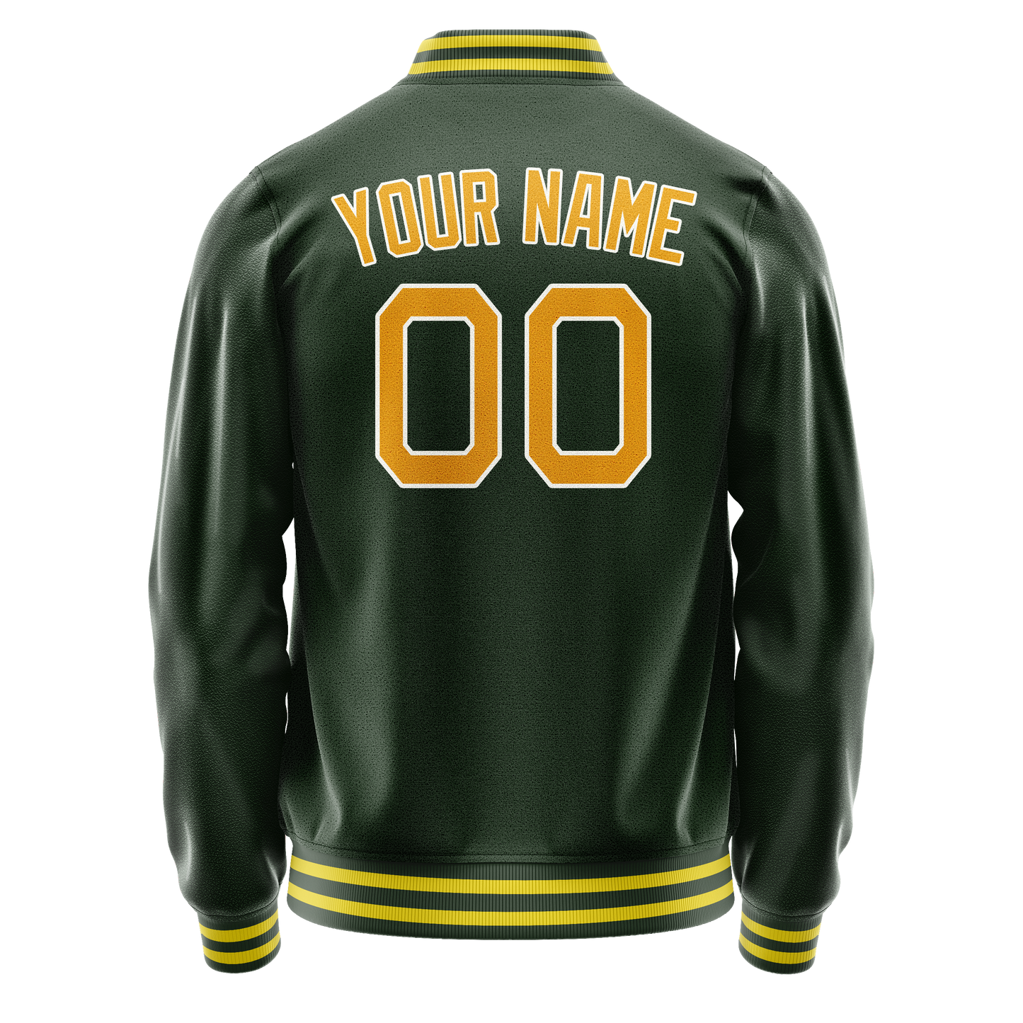 Custom Green Gold Solid Color Varsity Letterman Jacket