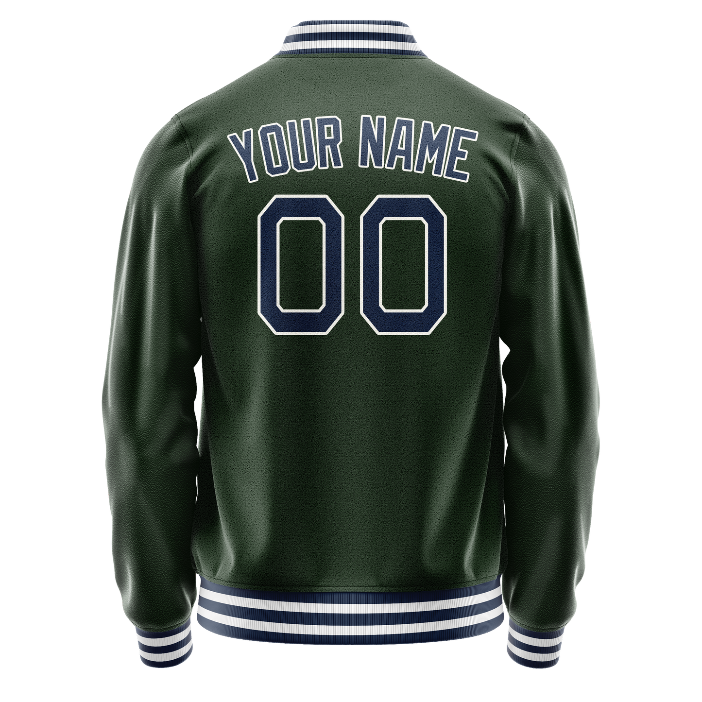 Custom Green Navy Solid Color Varsity Letterman Jacket