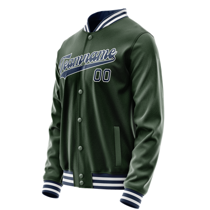 Custom Green Navy Solid Color Varsity Letterman Jacket