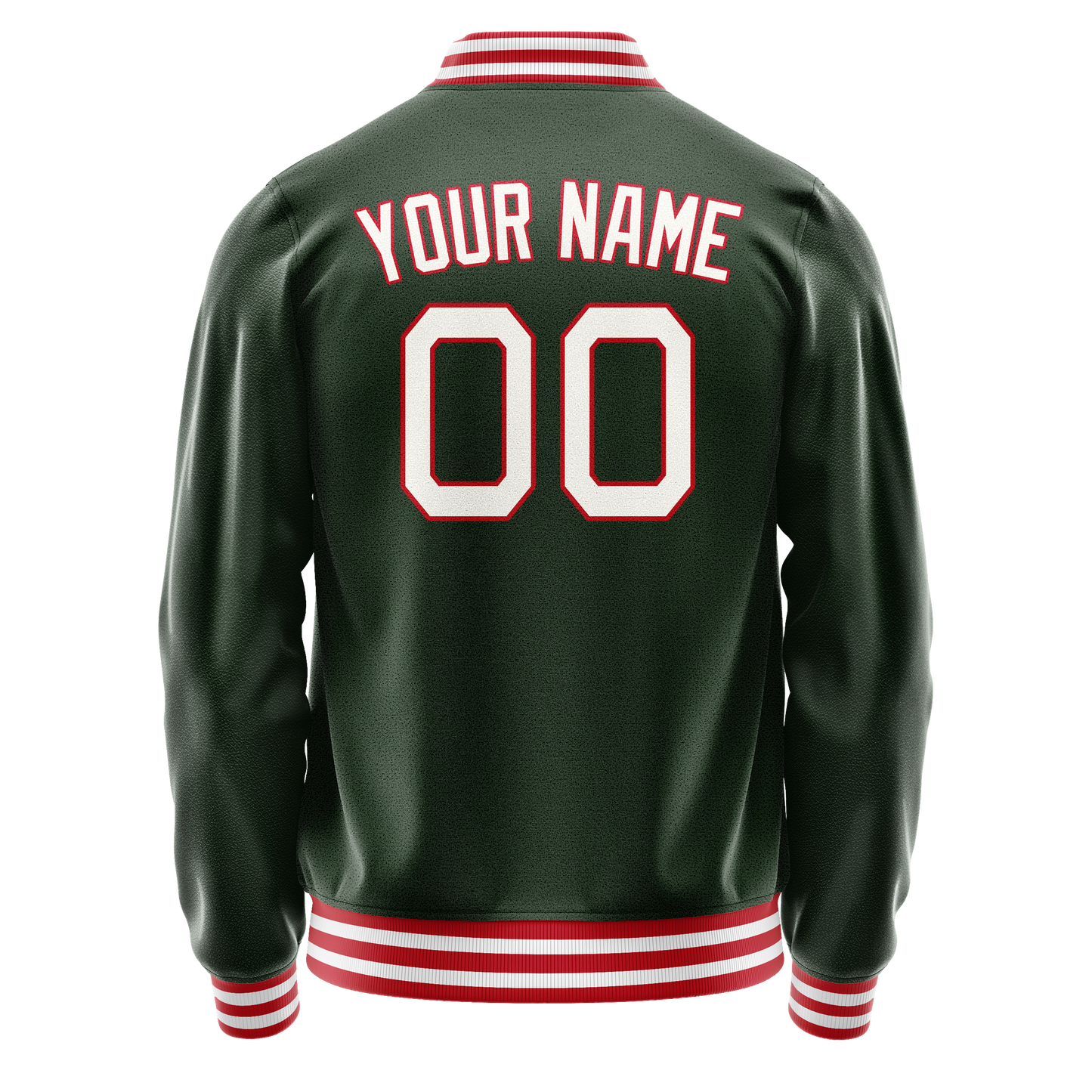 Custom Green White Solid Color Varsity Letterman Jacket