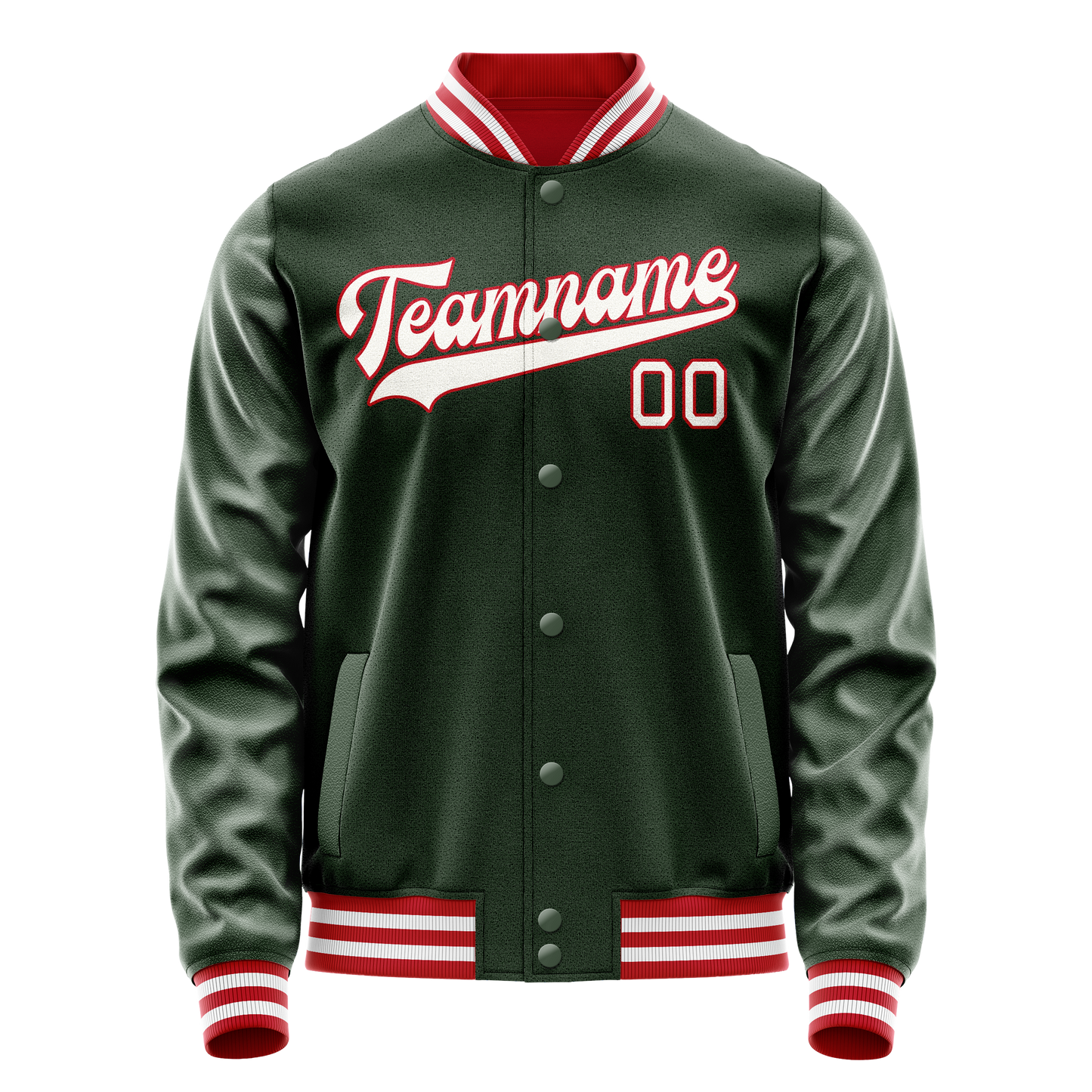 Custom Green White Solid Color Varsity Letterman Jacket