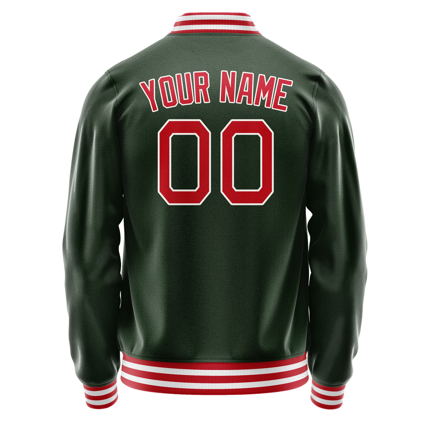 Custom Green Red Solid Color Varsity Letterman Jacket