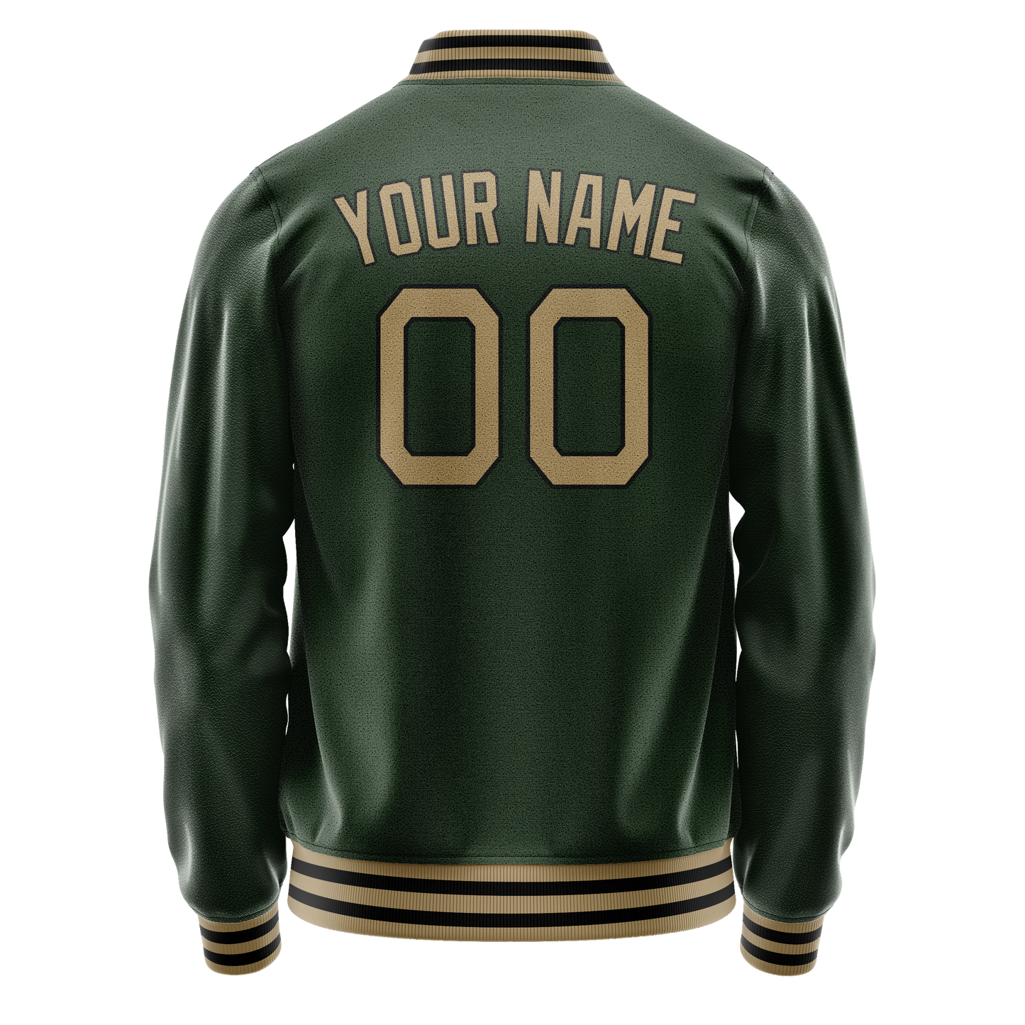 Custom Green Old-Gold Solid Color Varsity Letterman Jacket