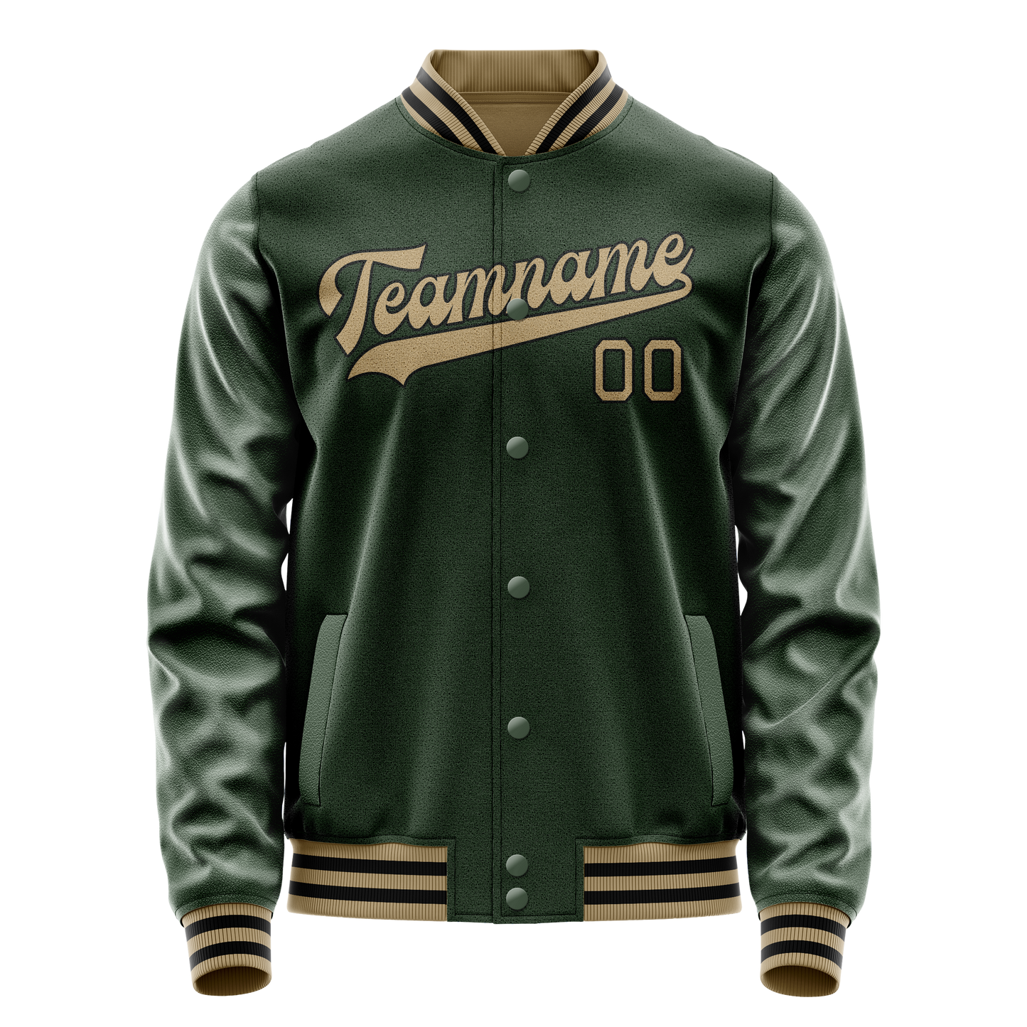 Custom Green Old-Gold Solid Color Varsity Letterman Jacket