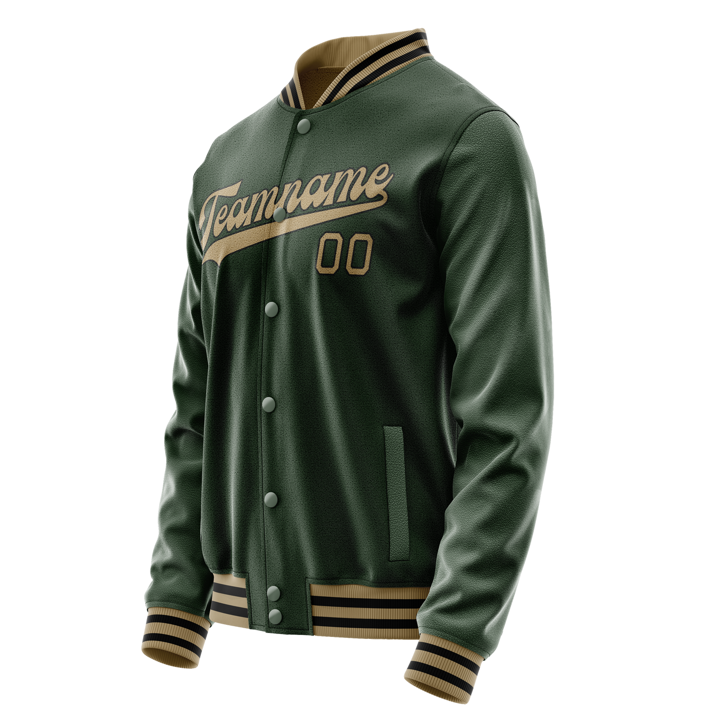 Custom Green Old-Gold Solid Color Varsity Letterman Jacket