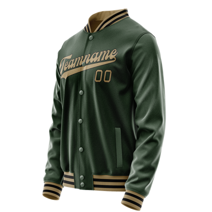 Custom Green Old-Gold Solid Color Varsity Letterman Jacket