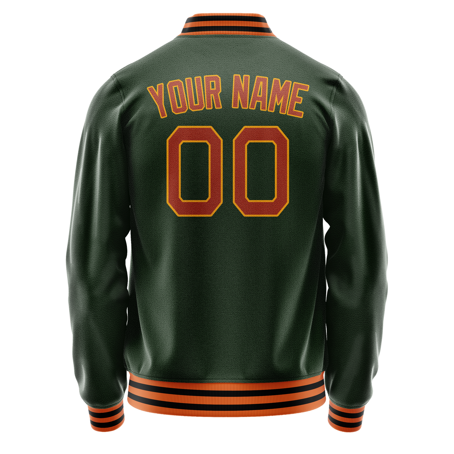 Custom Green Orange Solid Color Varsity Letterman Jacket