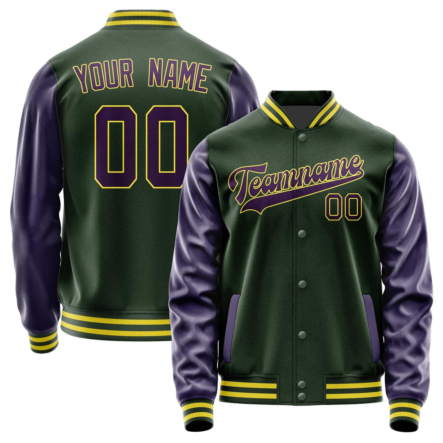 Custom Dark Green Purple Jacket JA0606070626B32607