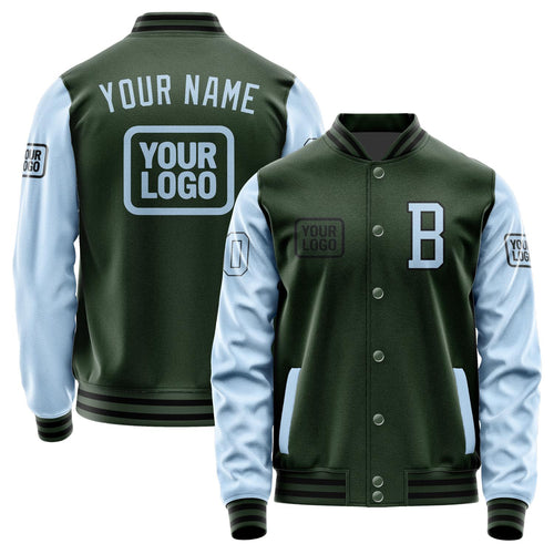 Custom Dark Green Light Blue Jacket JA060608061717080817