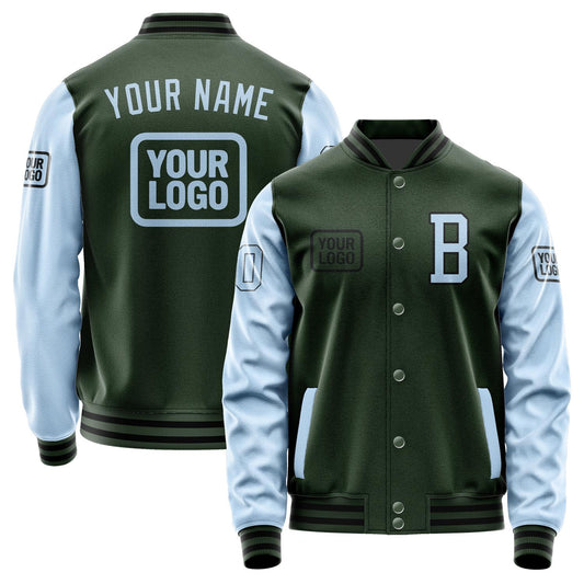 Custom Dark Green Light Blue Jacket JA060608061717080817