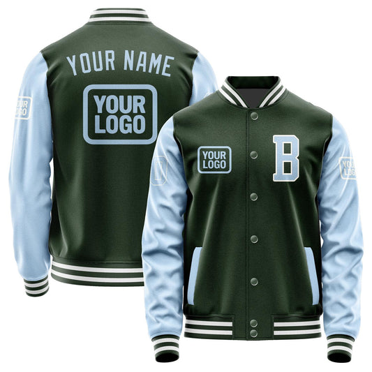 Custom Dark Green Light Blue Jacket JA060608061818080818