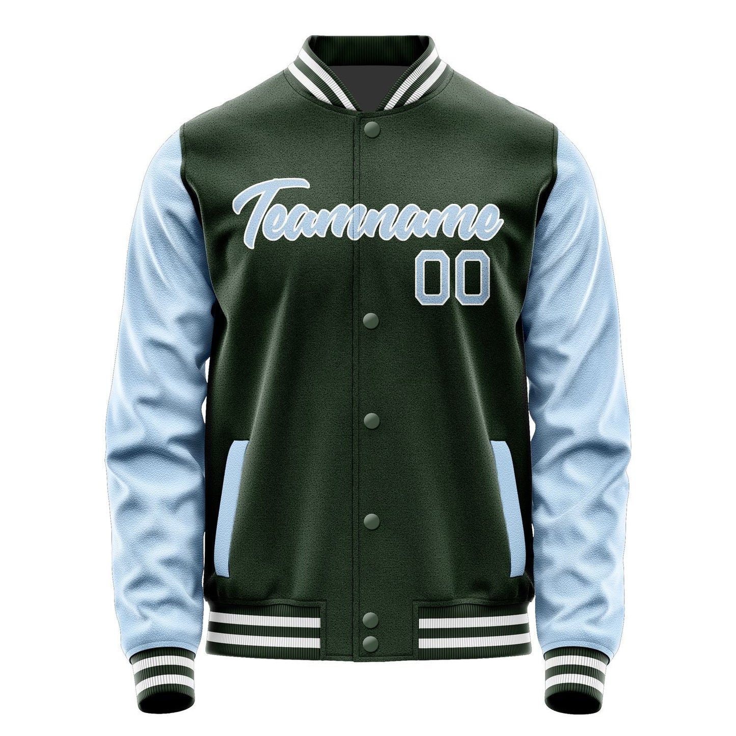 Custom Dark Green Light Blue Jacket JA0606080618B21808