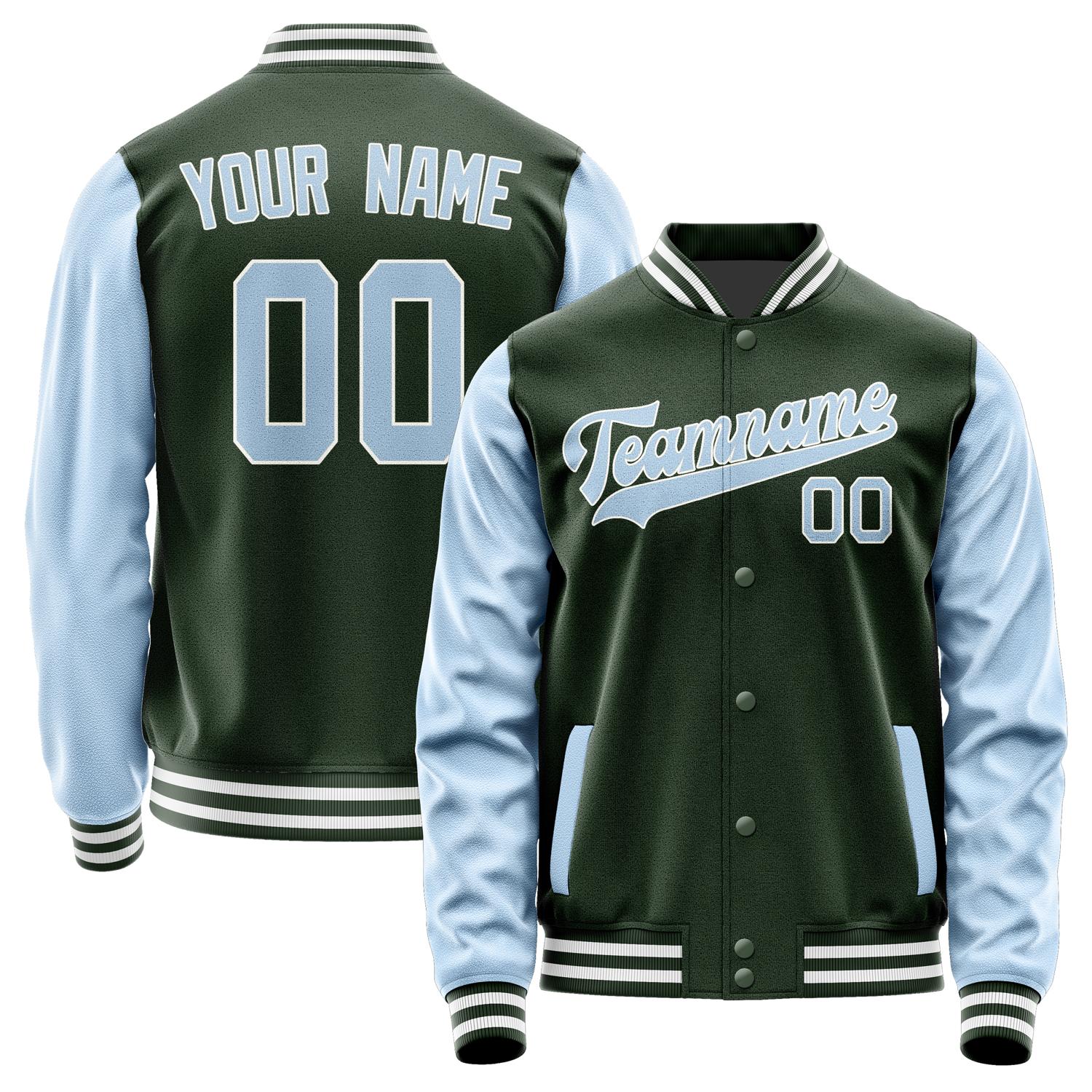 Custom Dark Green Light Blue Jacket JA0606080618B31808