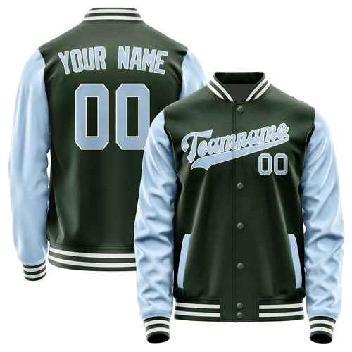 Custom Dark Green Light Blue Jacket JA0606080618B31808