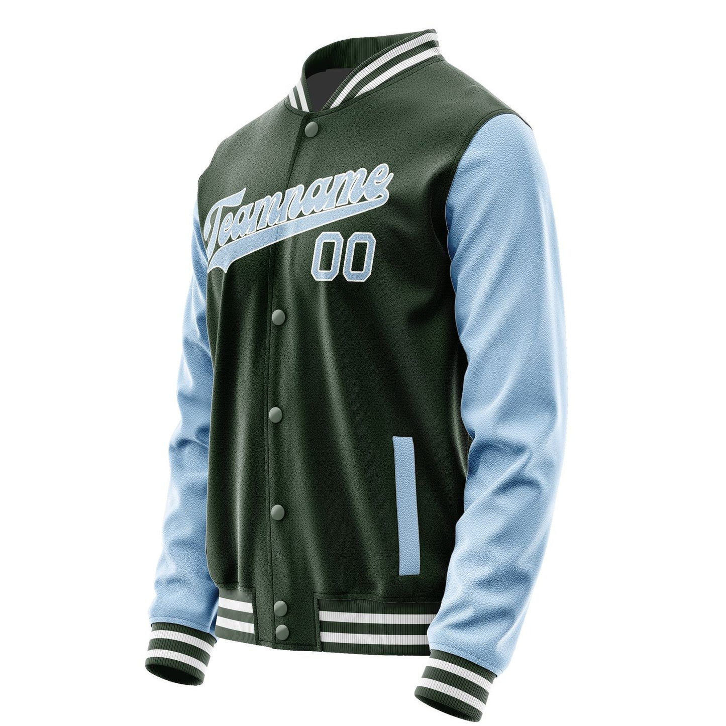 Custom Dark Green Light Blue Jacket JA0606080618B31808