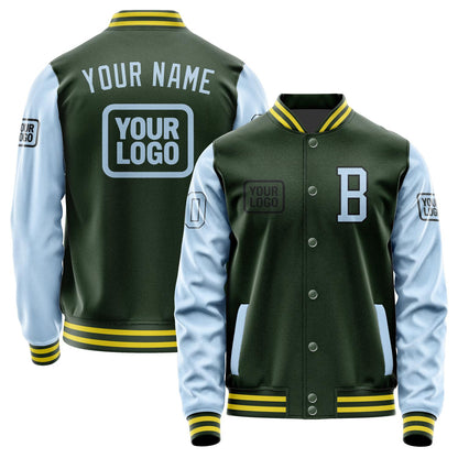 Custom Dark Green Light Blue Jacket JA060608062617080817