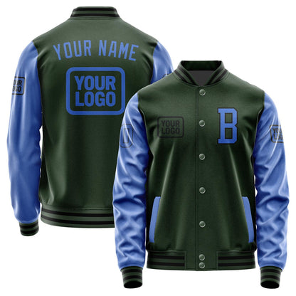Custom Dark Green Sky Blue Jacket JA060609061717090917