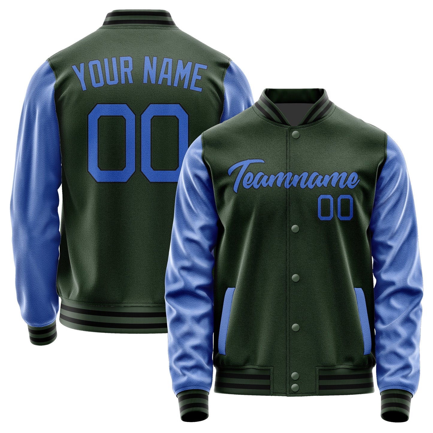 Custom Dark Green Sky Blue Jacket JA0606090617B21709