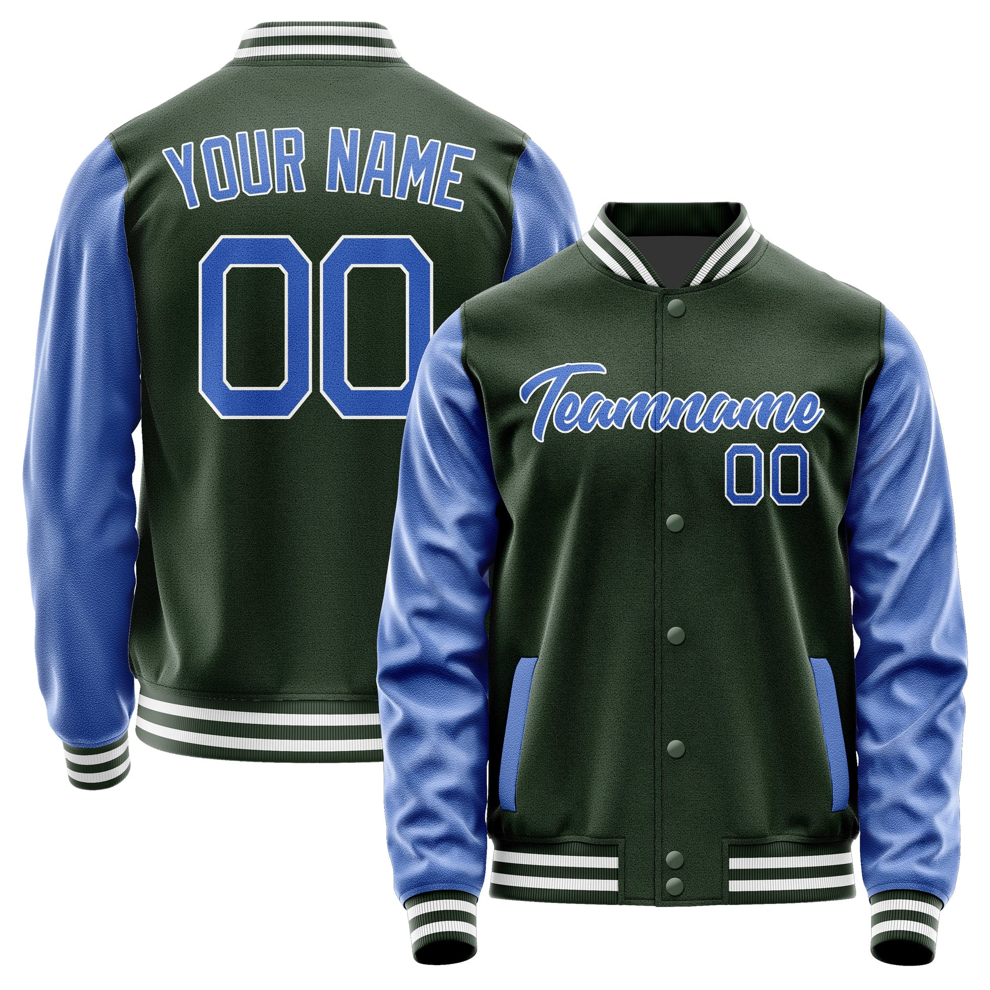 Custom Dark Green Sky Blue Jacket JA0606090618B21809