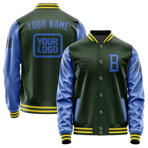 Custom Dark Green Sky Blue Jacket JA060609062617090917
