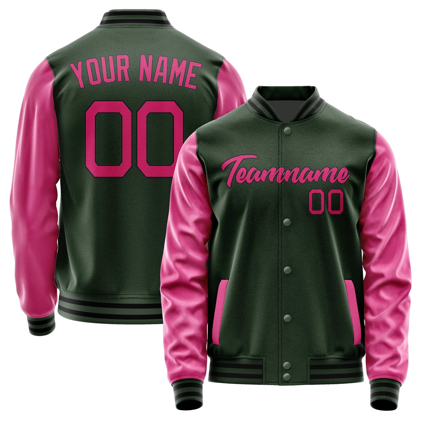 Custom Dark Green Pink Jacket JA0606130617B21713