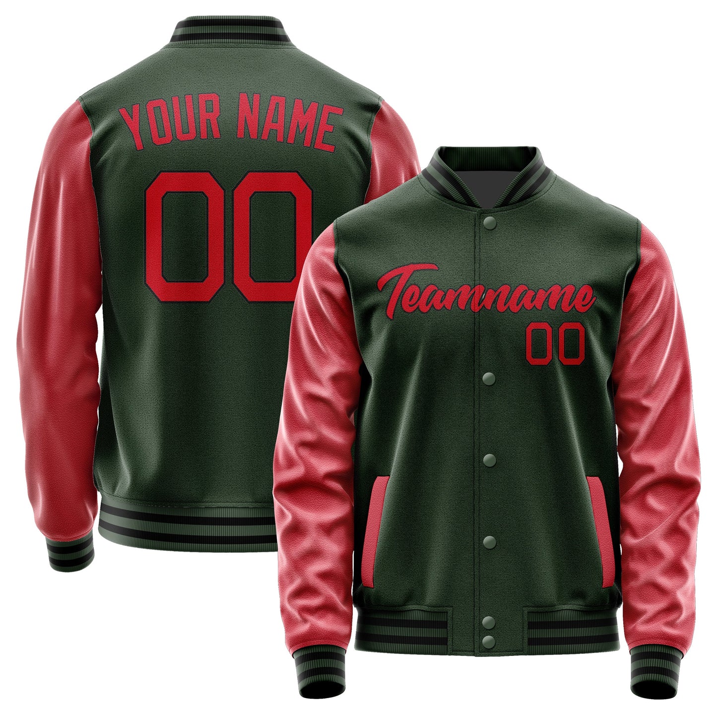 Custom Dark Green Red Jacket JA0606140617B21714