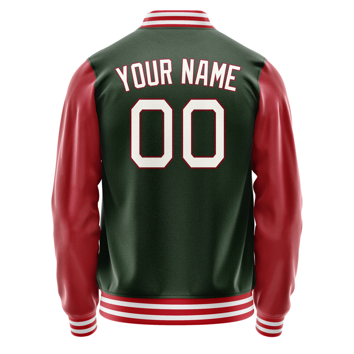 Custom Green Crimson Solid Color Varsity Letterman Jacket