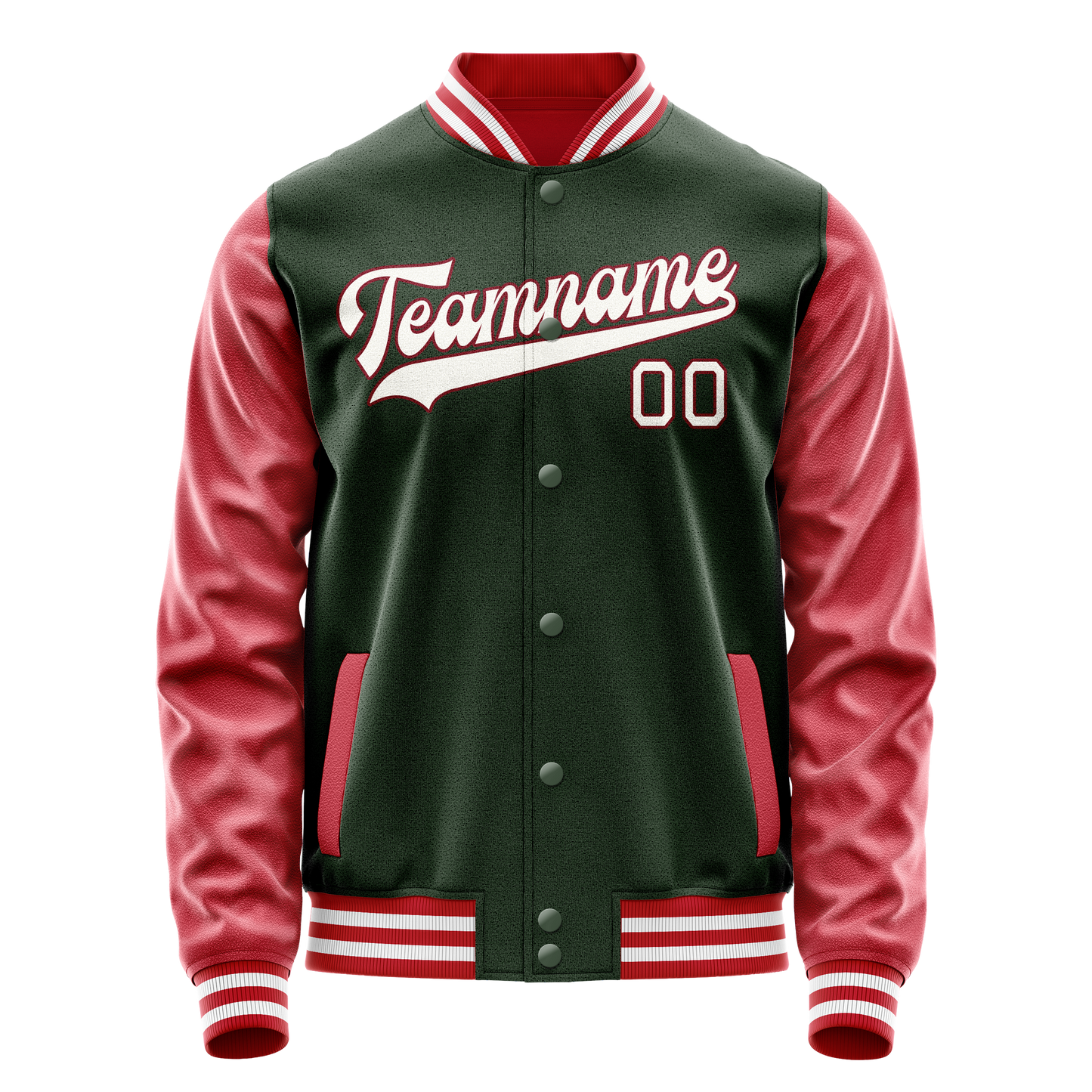 Custom Green Crimson Solid Color Varsity Letterman Jacket