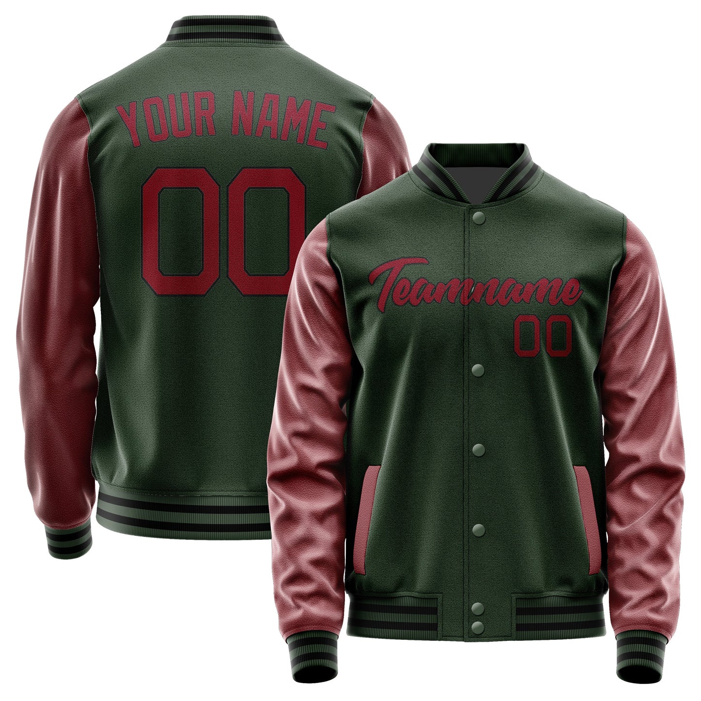 Custom Dark Green Crimson Red Jacket JA0606150617B21715