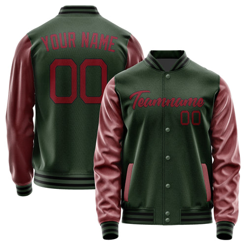 Custom Dark Green Crimson Red Jacket JA0606150617B21715