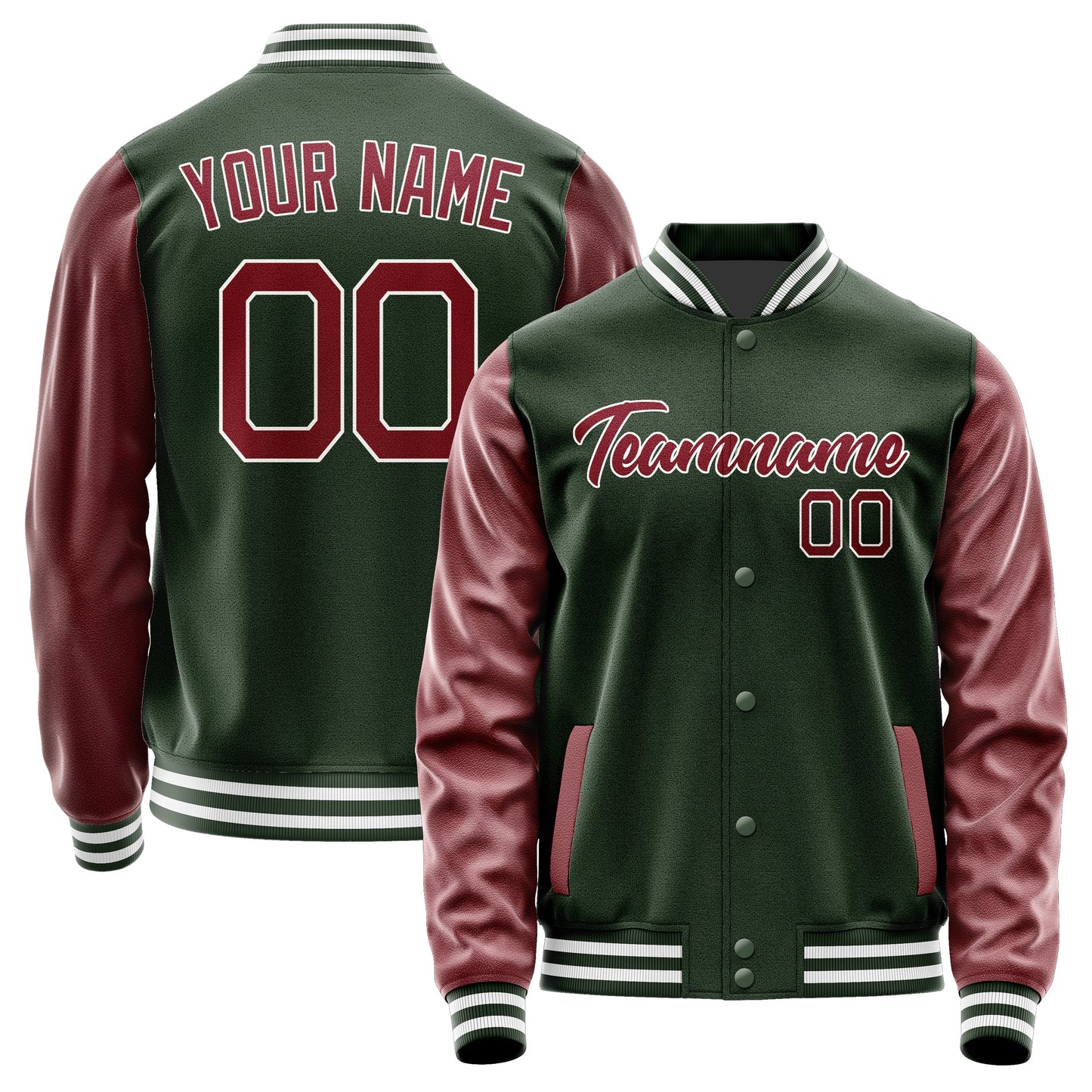 Custom Dark Green Crimson Red Jacket JA0606150618B21815
