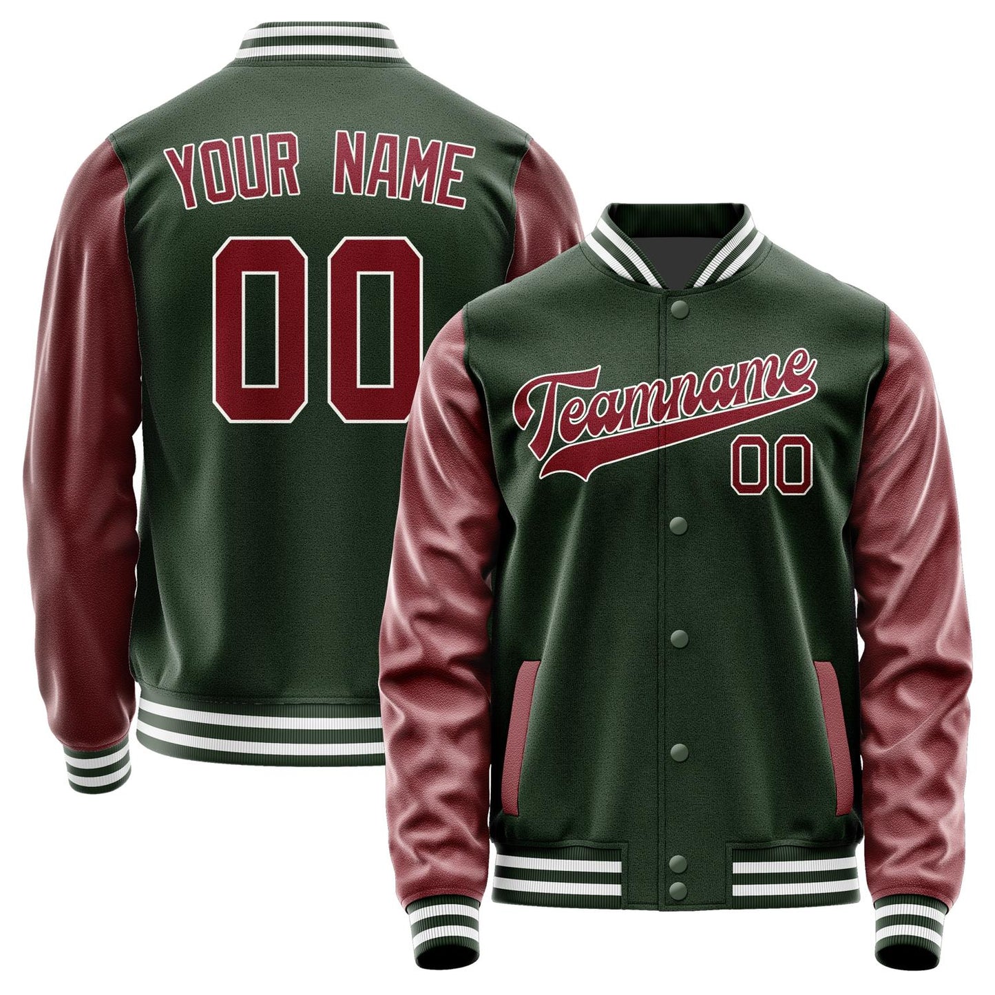 Custom Dark Green Crimson Red Jacket JA0606150618B31815