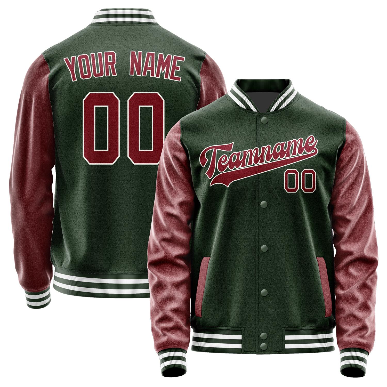 Custom Dark Green Crimson Red Jacket JA0606150618B31815