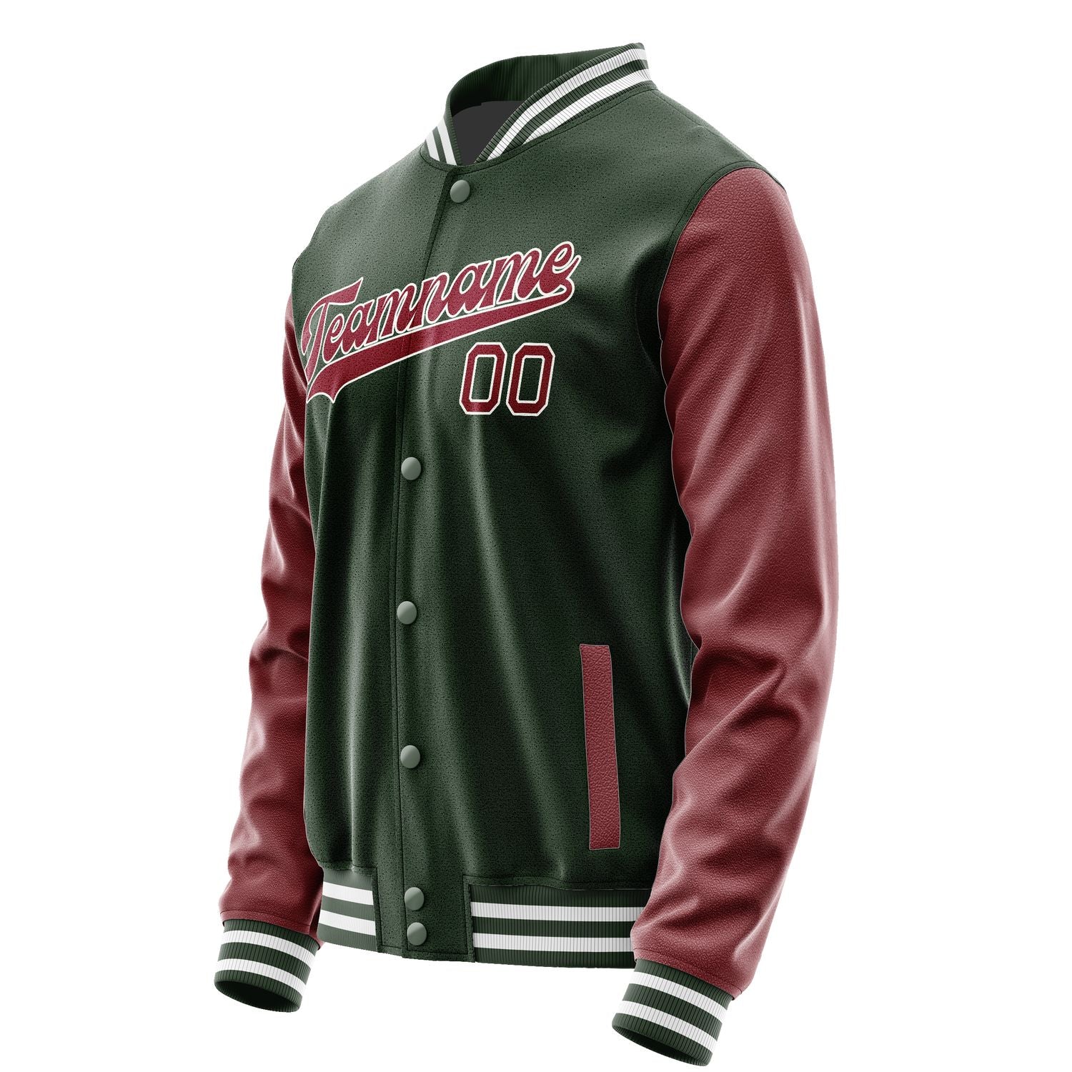 Custom Dark Green Crimson Red Jacket JA0606150618B31815