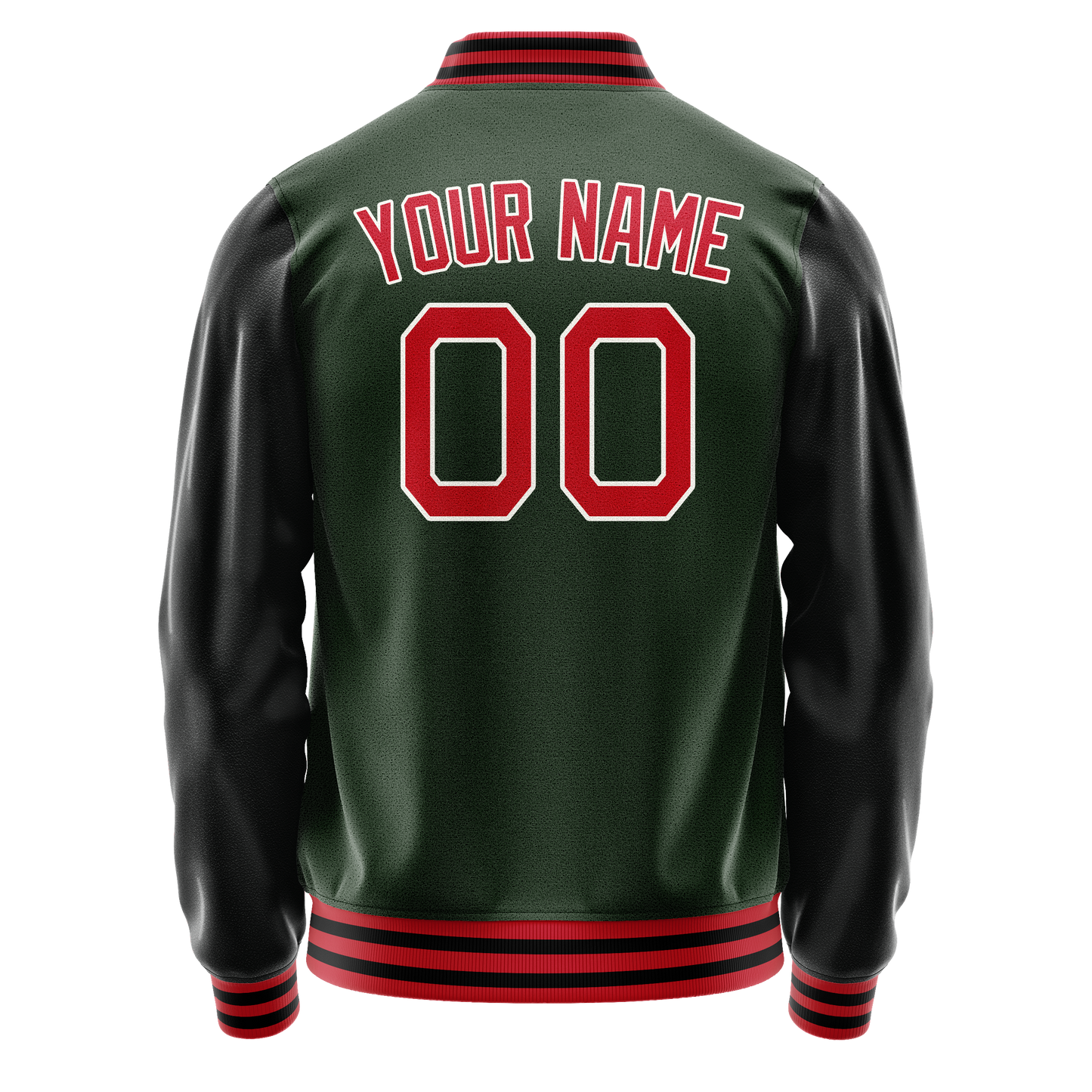Custom Green Orange Solid Color Varsity Letterman Jacket
