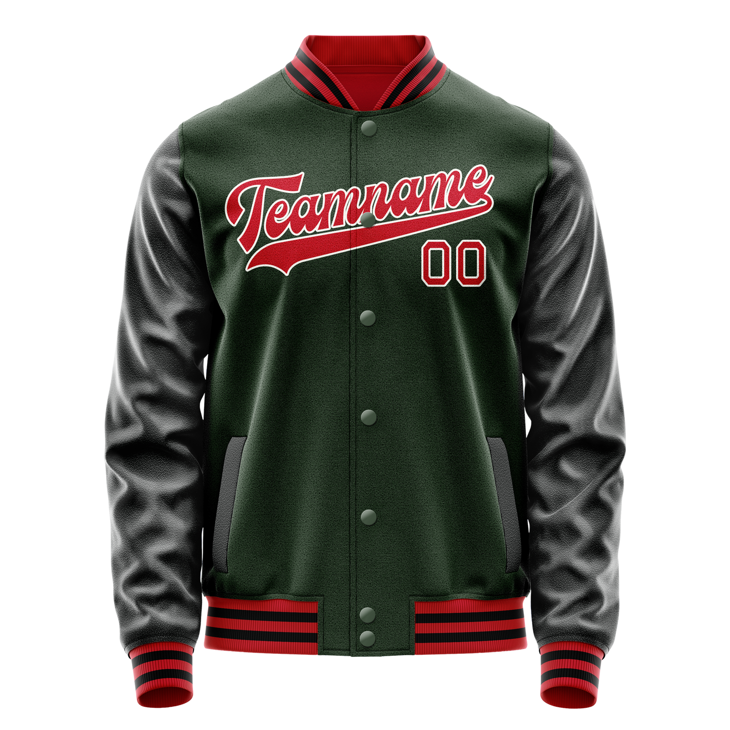 Custom Green Orange Solid Color Varsity Letterman Jacket