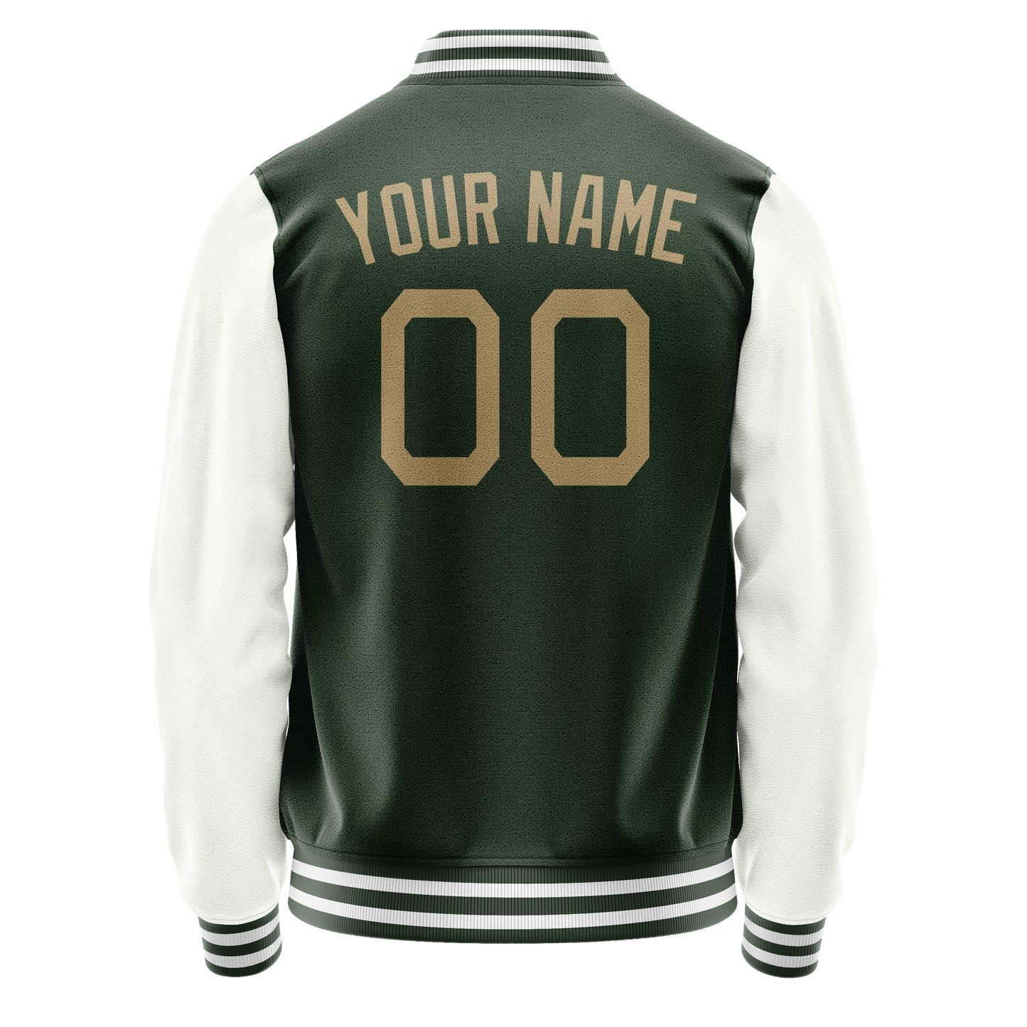 Custom Green White Solid Color Varsity Letterman Jacket