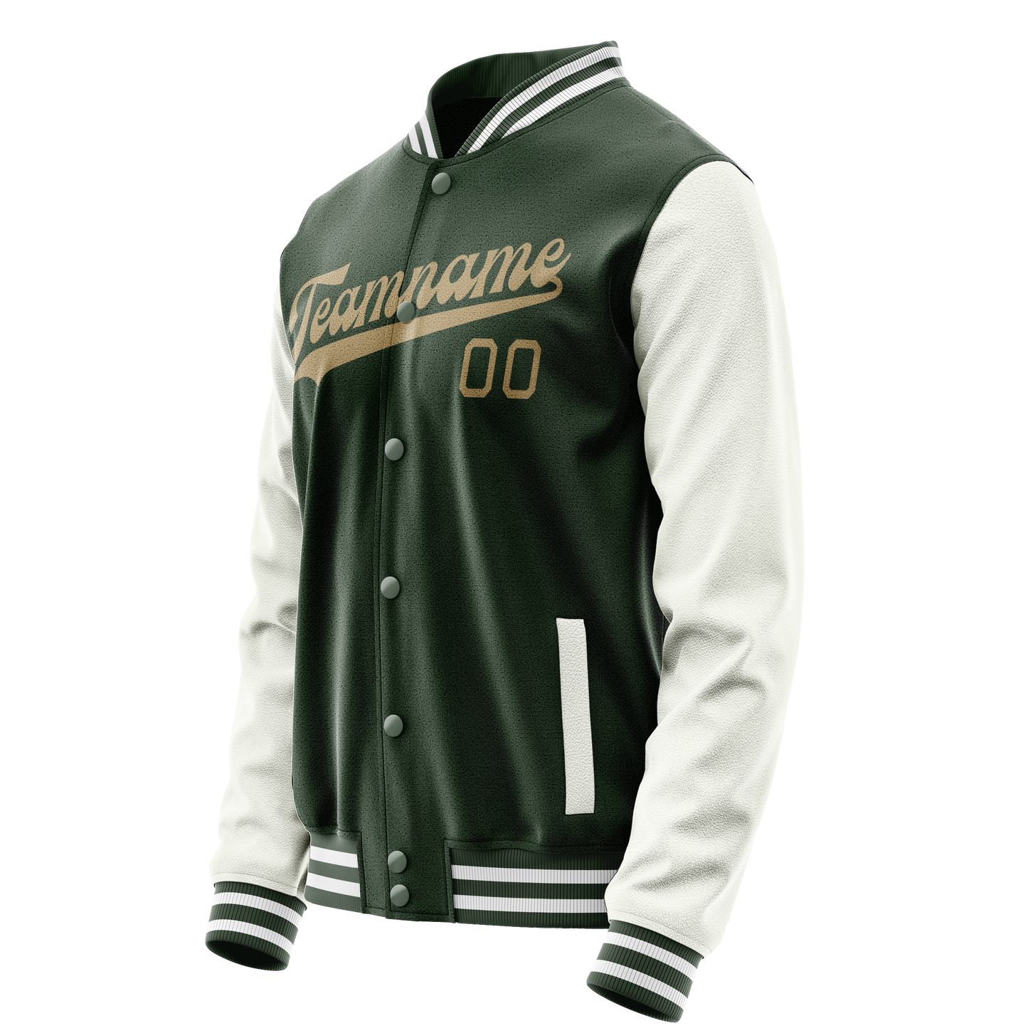 Custom Green White Solid Color Varsity Letterman Jacket