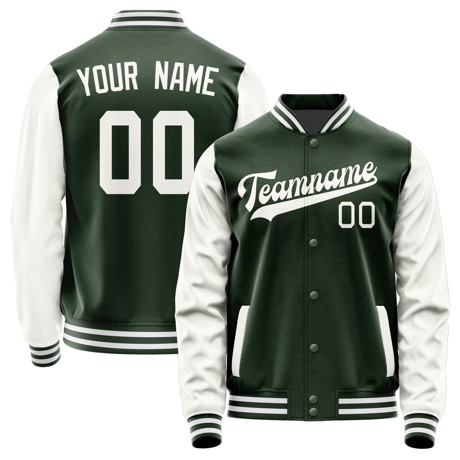 Custom Dark Green White Jacket JA0606180618B31818