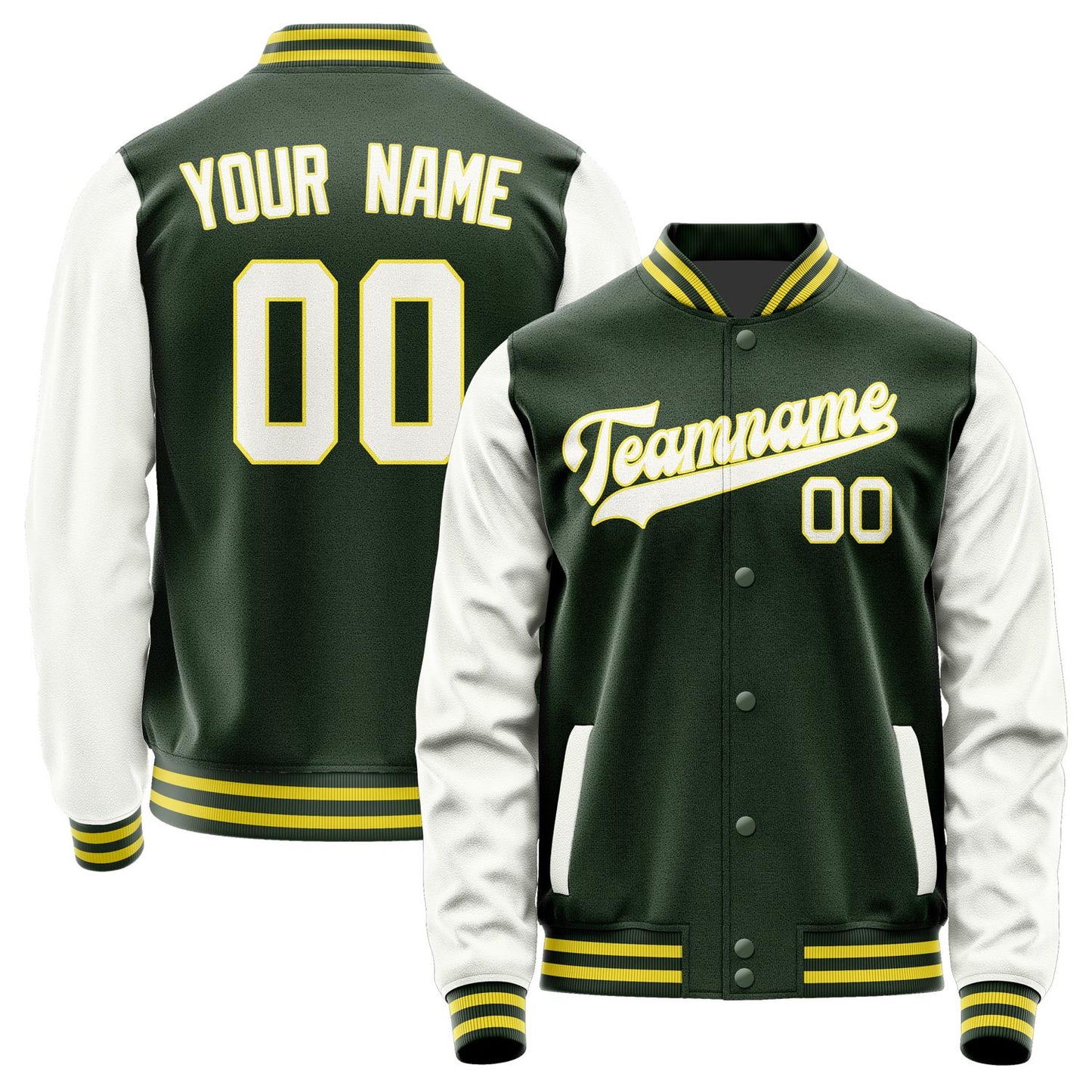 Custom Dark Green White Jacket JA0606180626B32618
