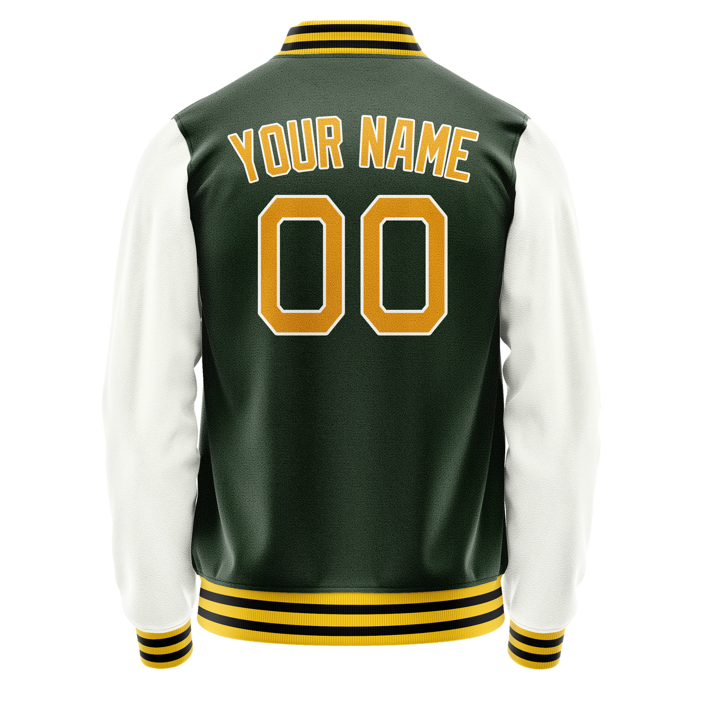 Custom Green Gold Solid Color Varsity Letterman Jacket