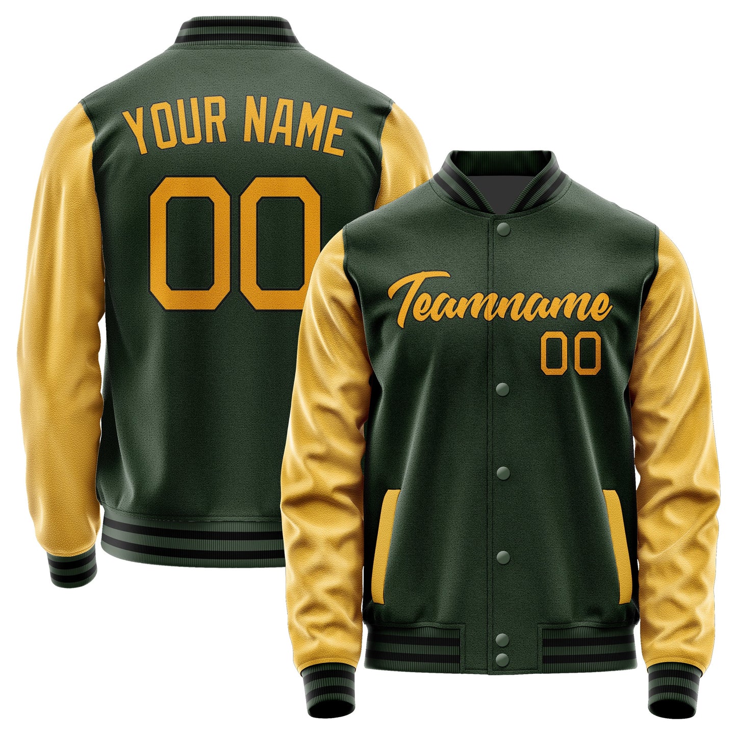 Custom Dark Green Yellow Jacket JA0606190617B21719