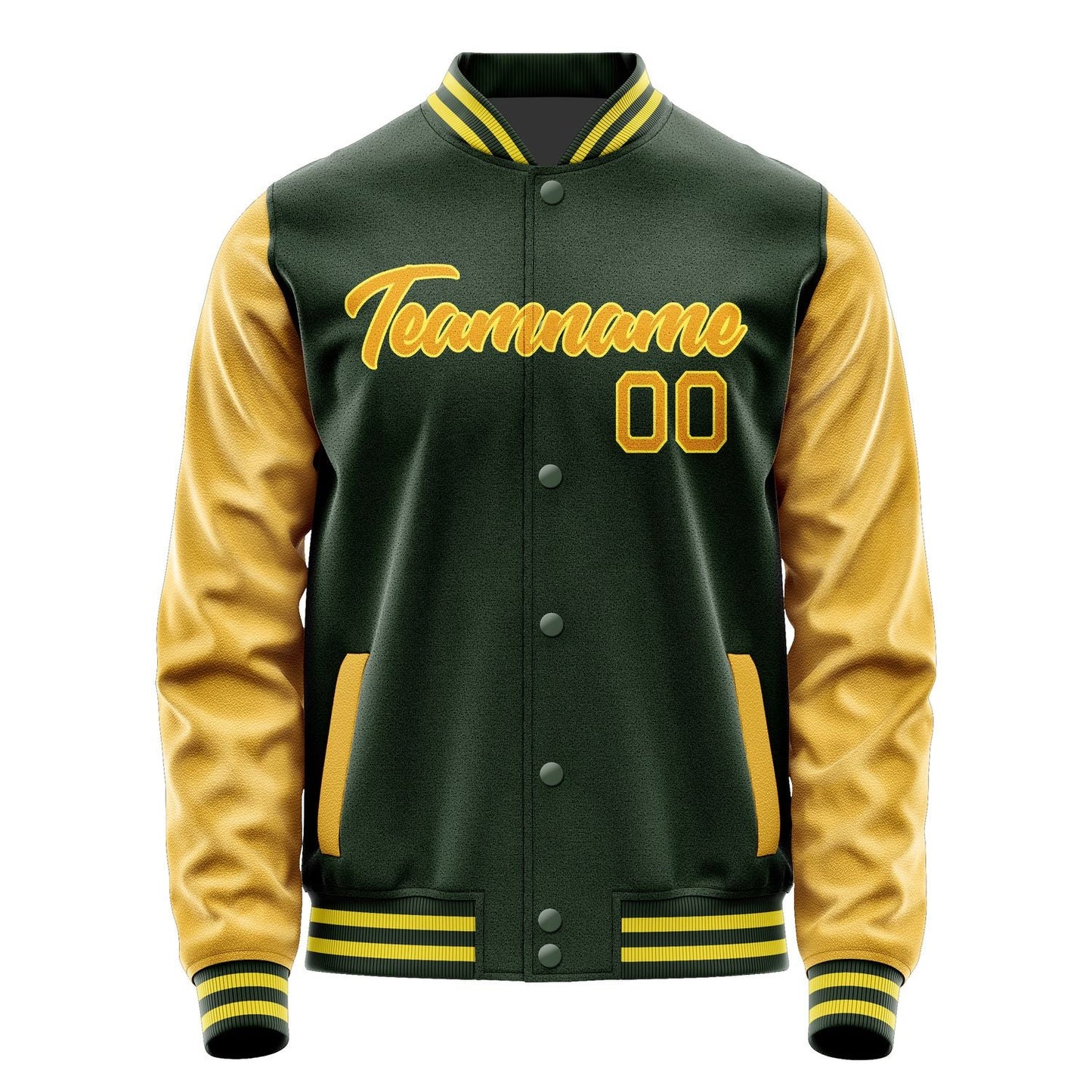 Custom Dark Green Yellow Jacket JA0606190626B22619